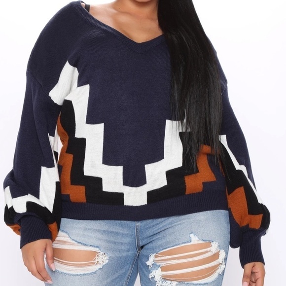 COPY - In That Moment Colorblock Sweater-Navy/Combo - Picture 8 of 8